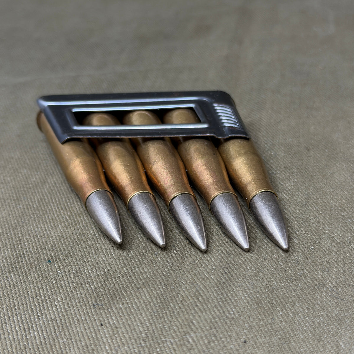 WWII Austrian/German 8×56R Mannlicher M95 5-Round En-Bloc Clip – Eagle Marked – Inert