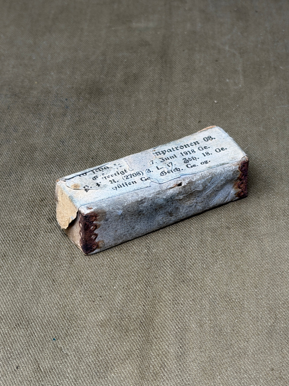 Rare WWI German 1918 9mm Pistolenpatrone 08 – Original 16-Round Packet – Inert