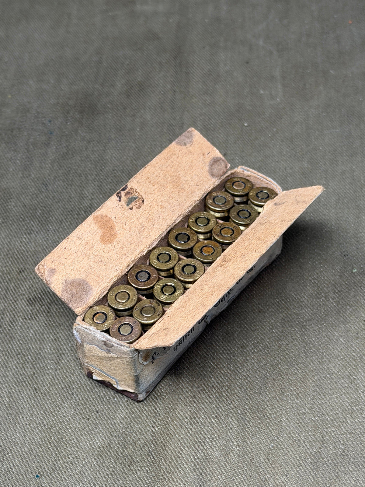 Rare WWI German 1918 9mm Pistolenpatrone 08 – Original 16-Round Packet – Inert