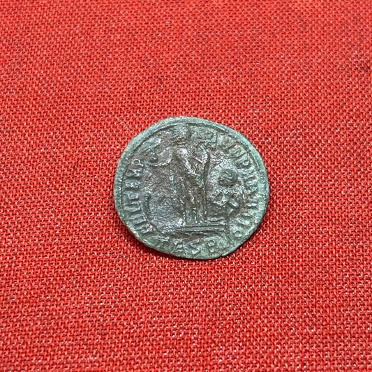 Constantius II AE3 Soldier holding globe and spear
