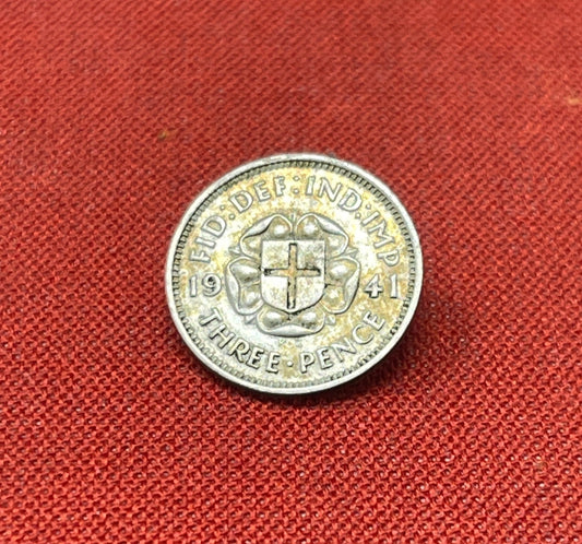 King George VI Threepence 1941 (.925 Sterling Silver )