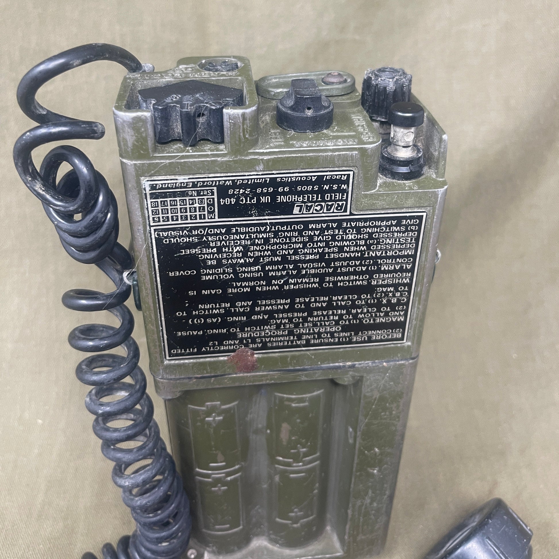 Racal Field Telephone Assy UK PTC404 - 6582428SOR