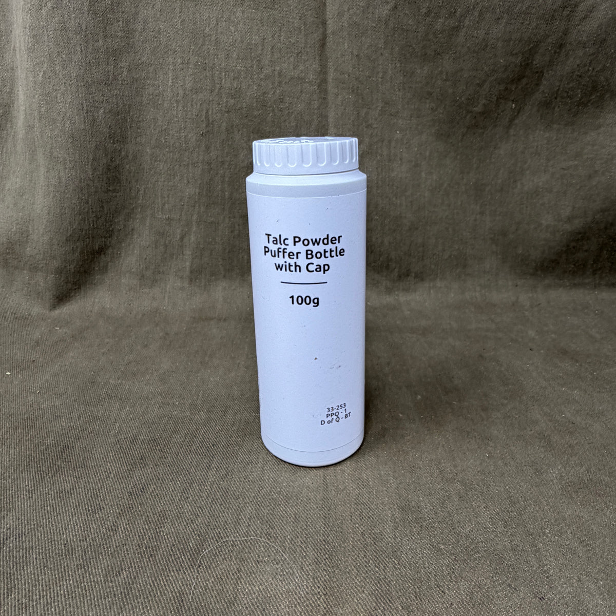 Original British Army MOD Talc Powder Puffer Bottle – 100g – Military Personal Hygiene Kit