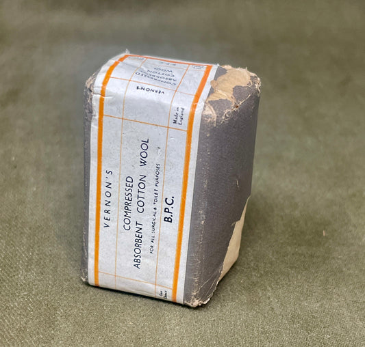 Vernons Compressed Absorbent Cotton Wool B.P.C – WWII-Era Medical Supply