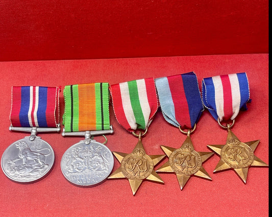 WW2 Set of British War Medals, Defence Medal, 1939-45 Medal, 1939-45 Star, France Germany Star, North Africa Star