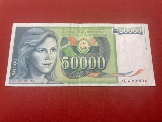 Socialist Republic of Yugoslavia 1963 - 1992 50000 Dinara Serial  AE4008894