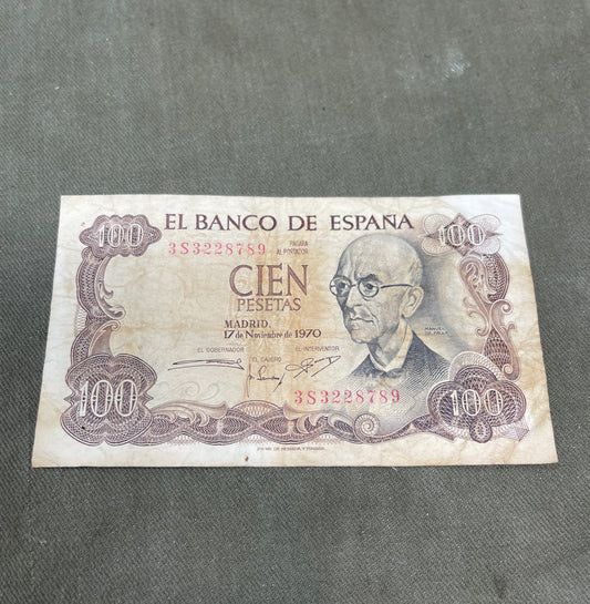 Vintage Bank of Spain Cien 100 Pesetas