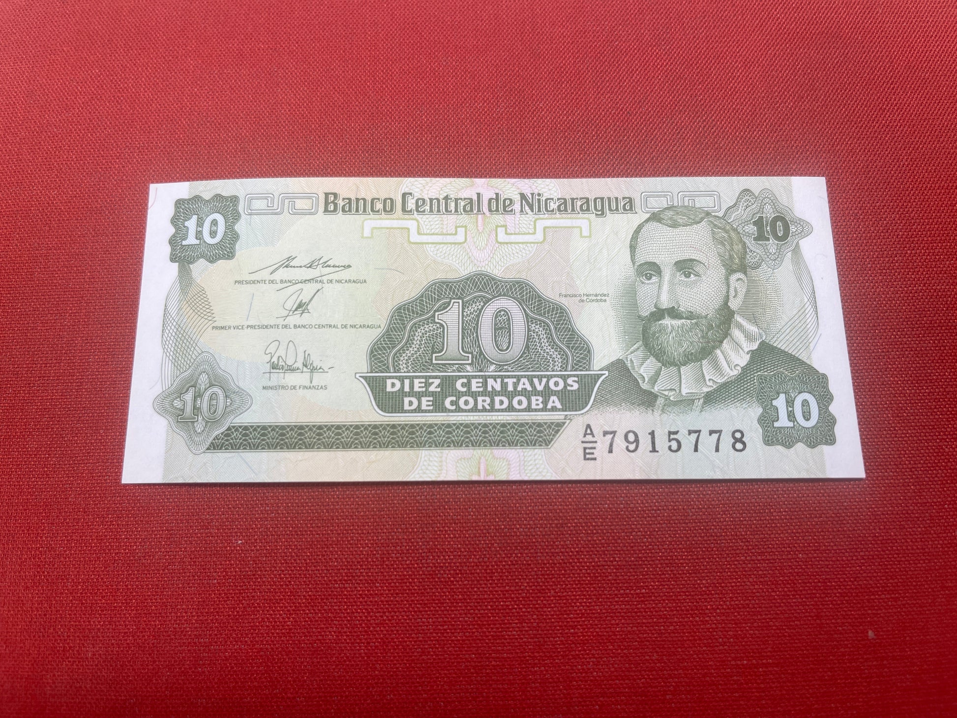 Banco Central Nicaragua 10 Diez Centavos De Cordoba Serial AE 7915778