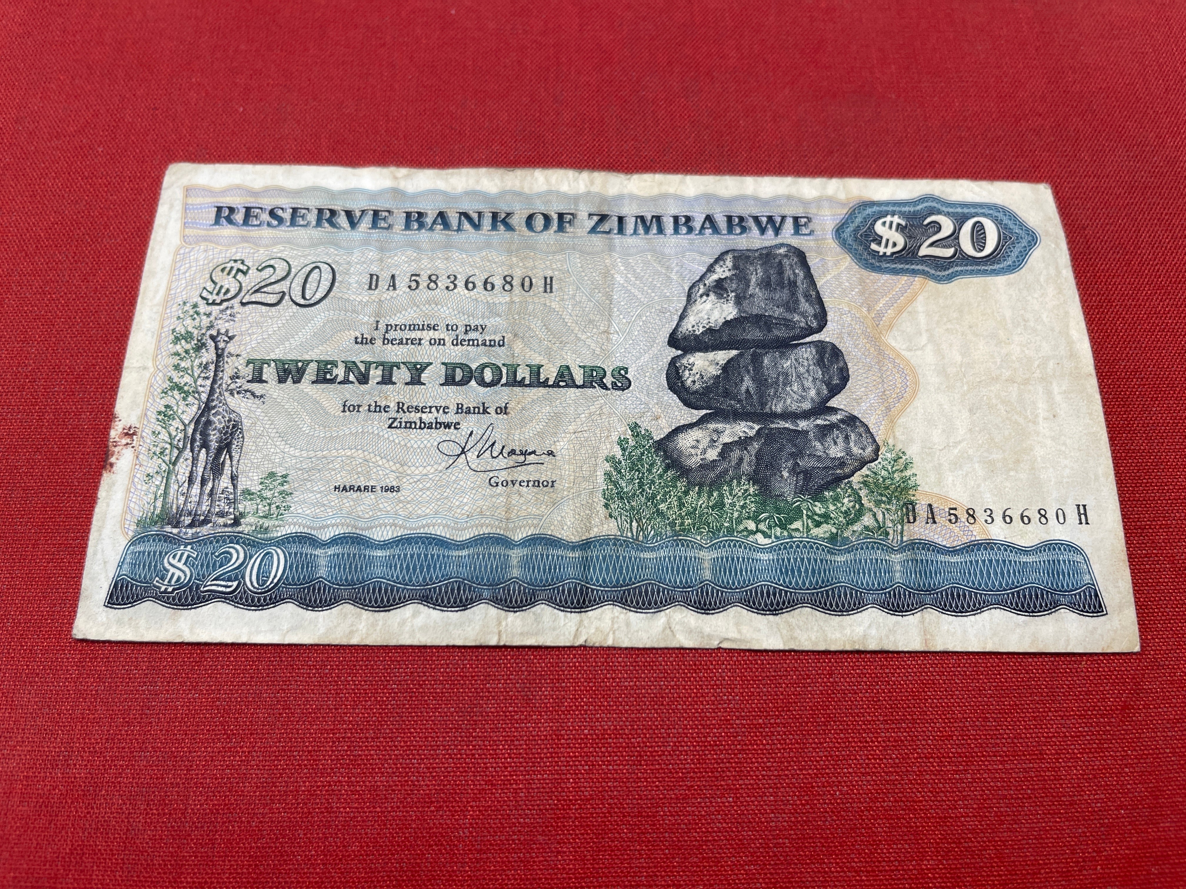 Zimbabwe 20 Dollar Banknote   IMG 9669 