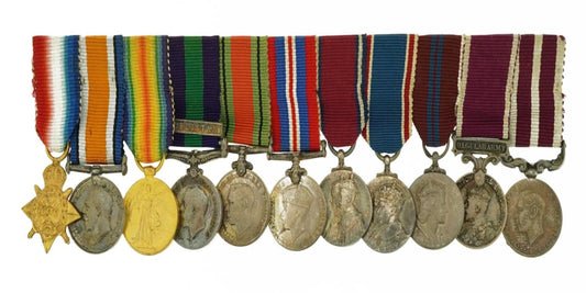 British Military World War I and later Eleven Medal Miniature Medal Dress Group