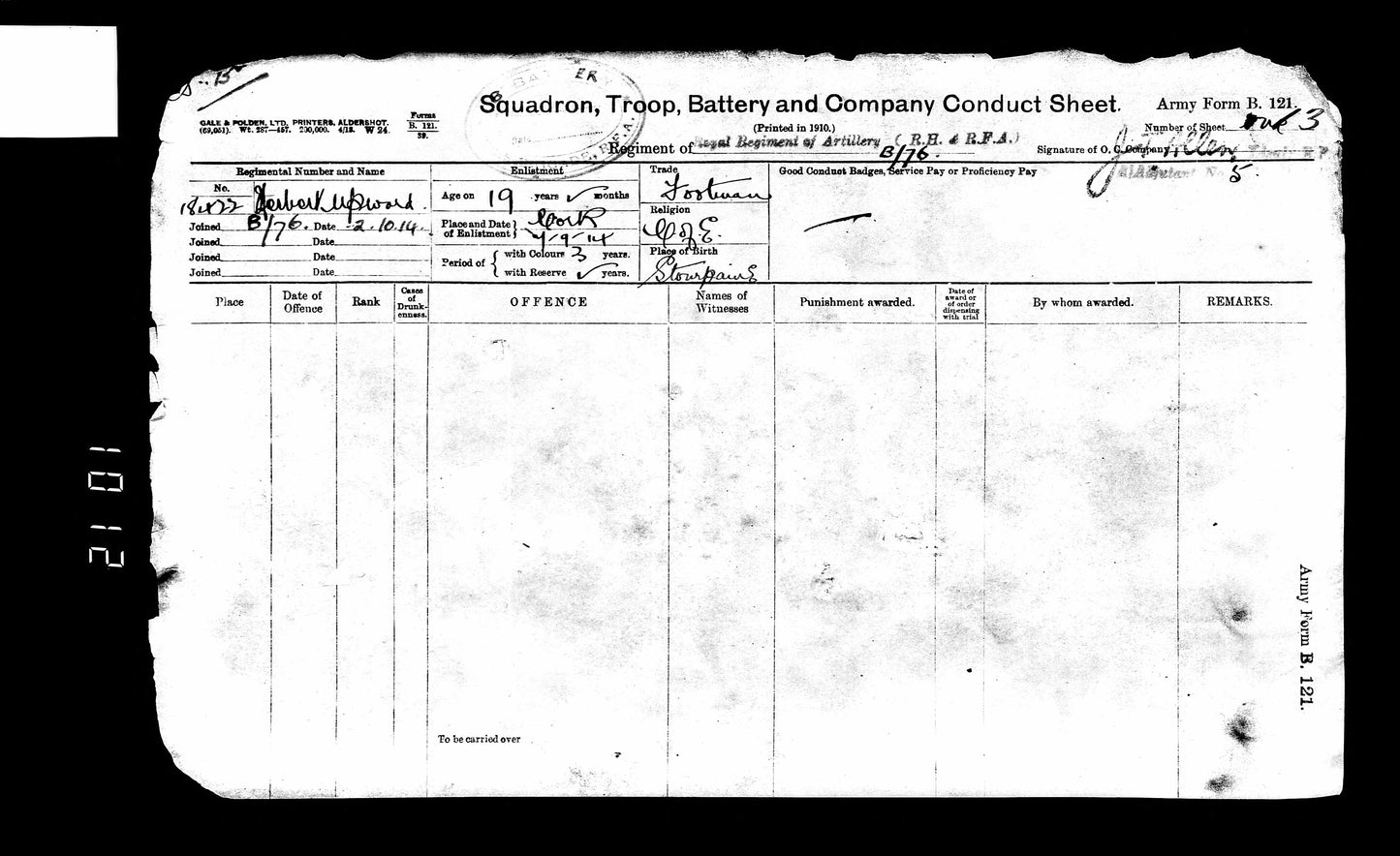 WW1 soldiers service record