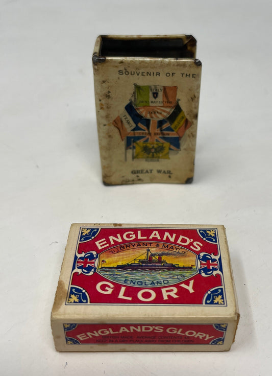 Souvenir of The Great War Match Cover and match Box