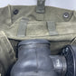 image shows inside of 1960's British Army S6 Gas Mask & Haversack showing S6 respirator next to bag