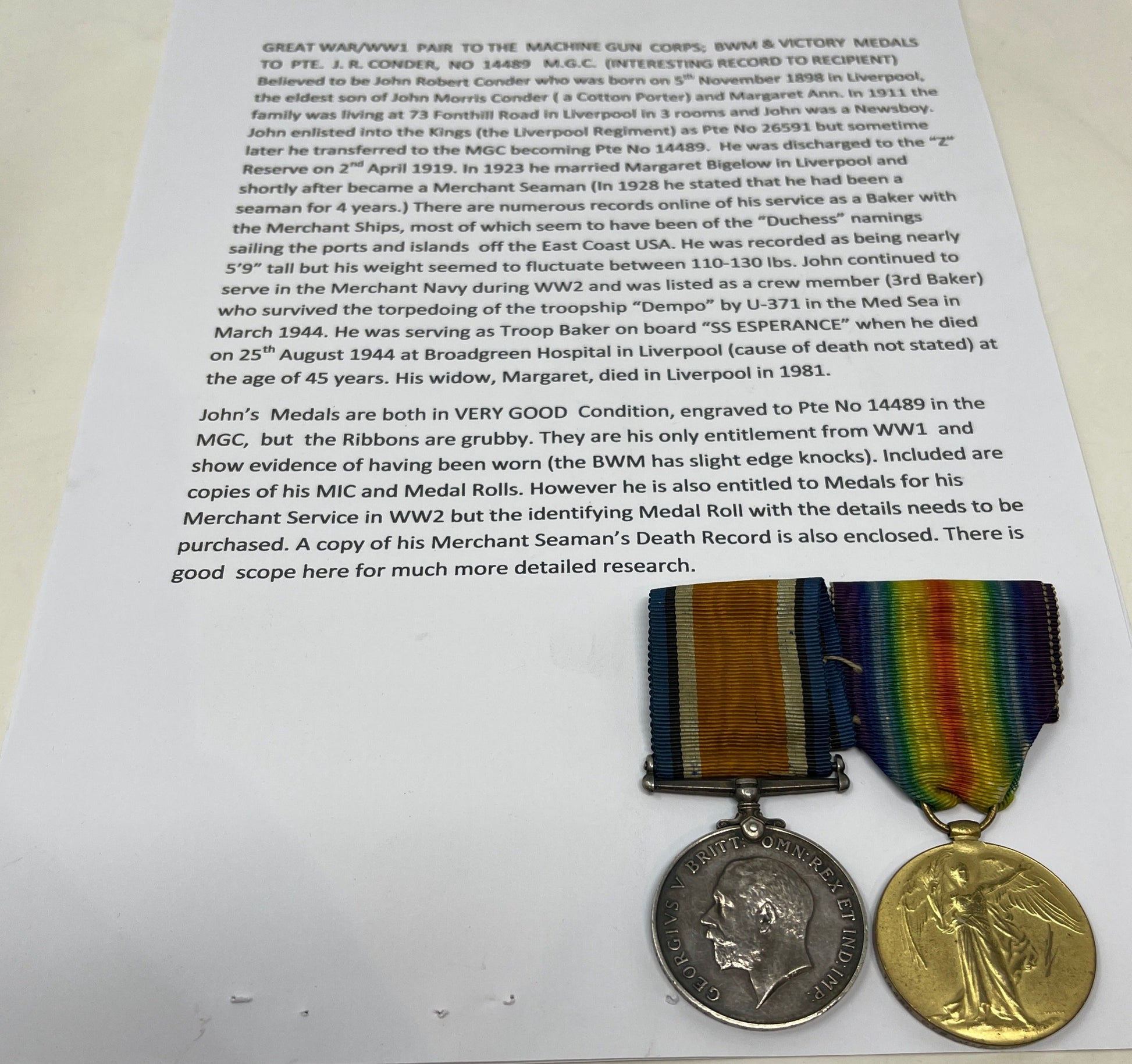 WW1 British Medal Pairs Fast & Secure UK Shipping | TJ's Militaria