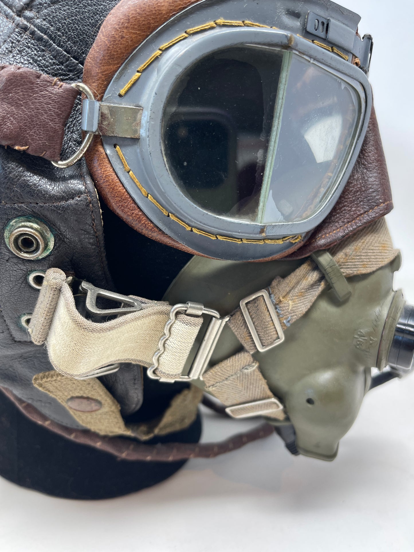 Flying Helmet, Type C (wired), Goggles, Flying, Mk VIII