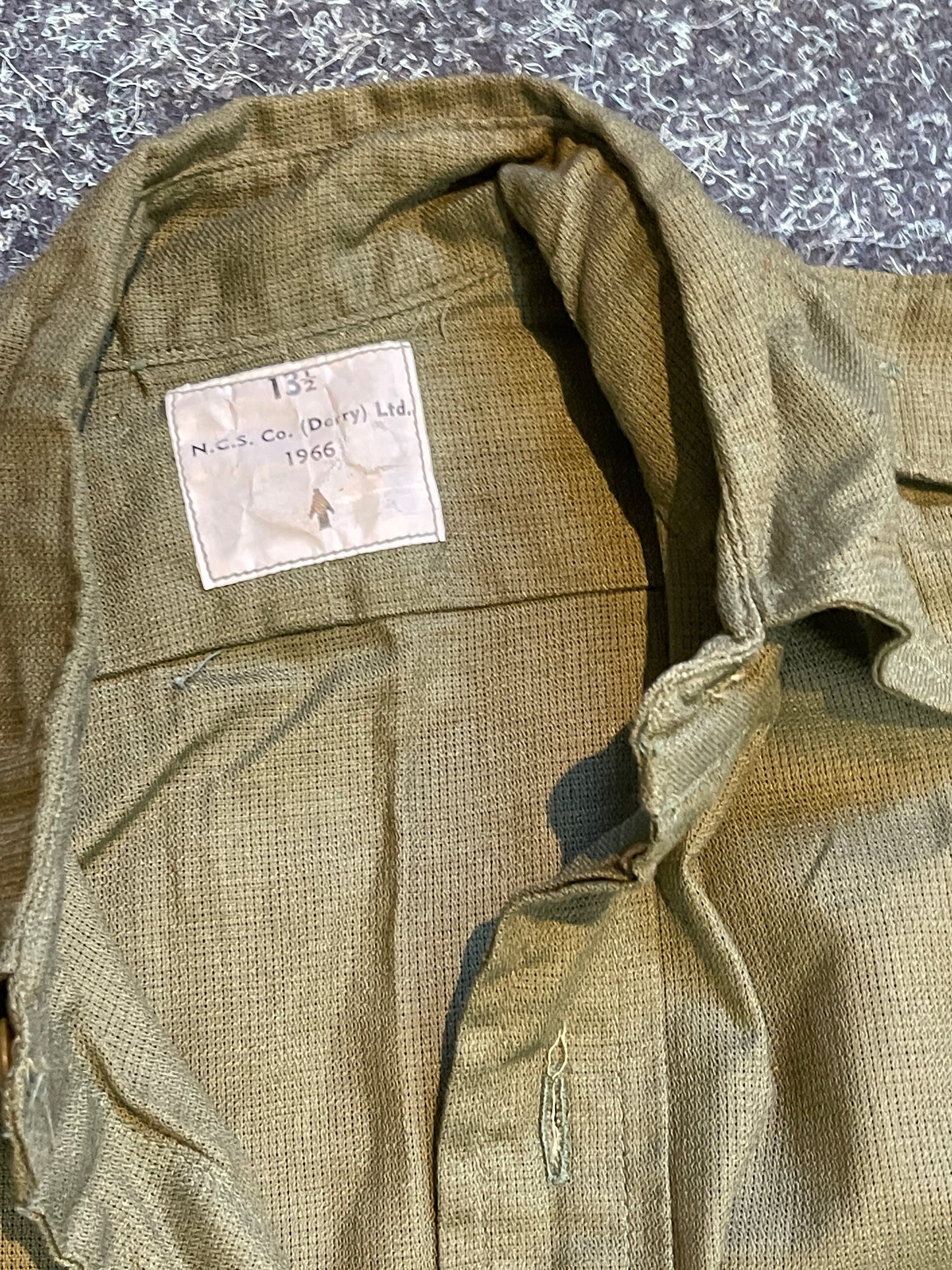1966 Dated British Army Jungle Green Shirt showing label