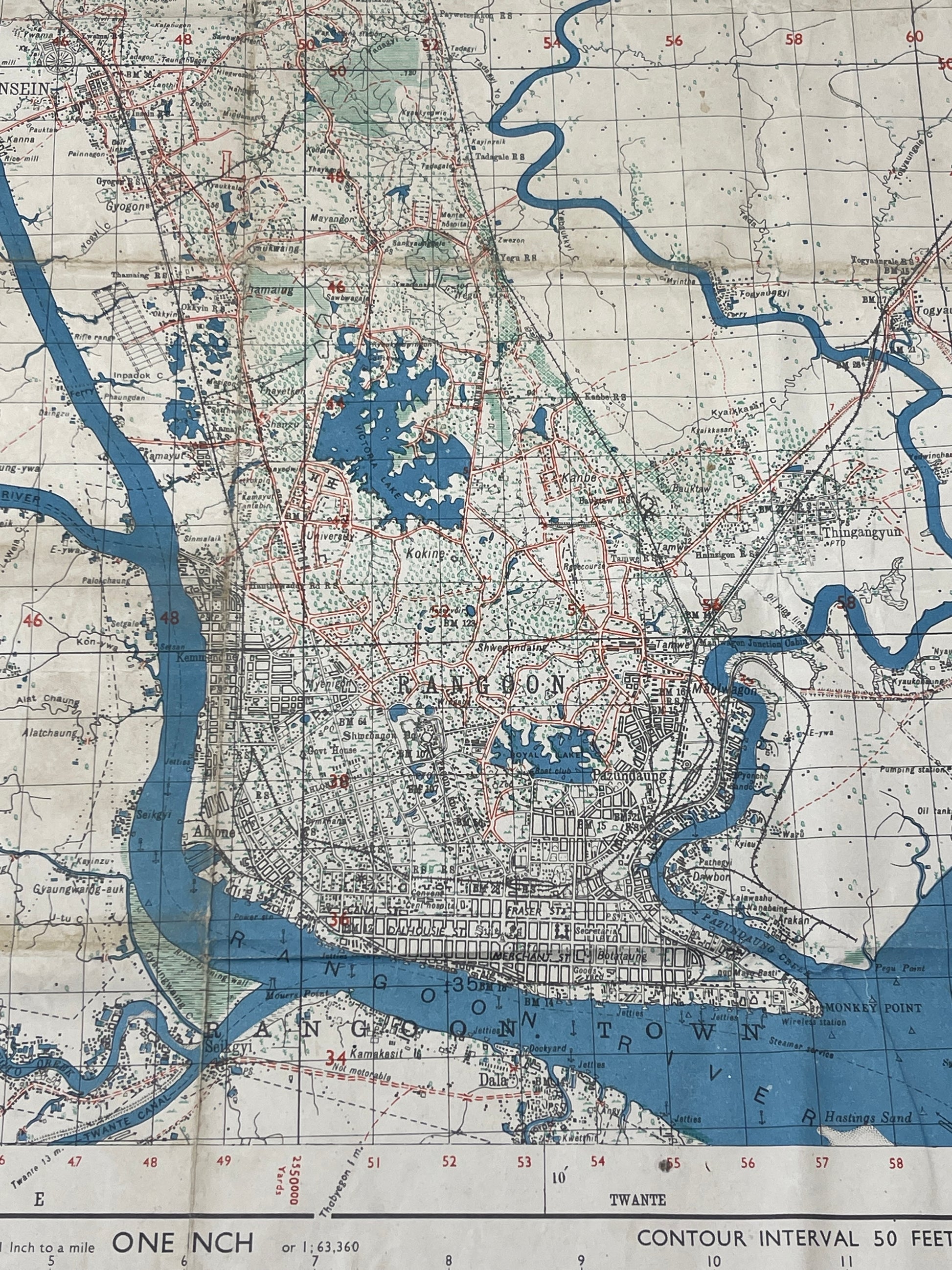 Fourth Edition Map Rangoon District 1944