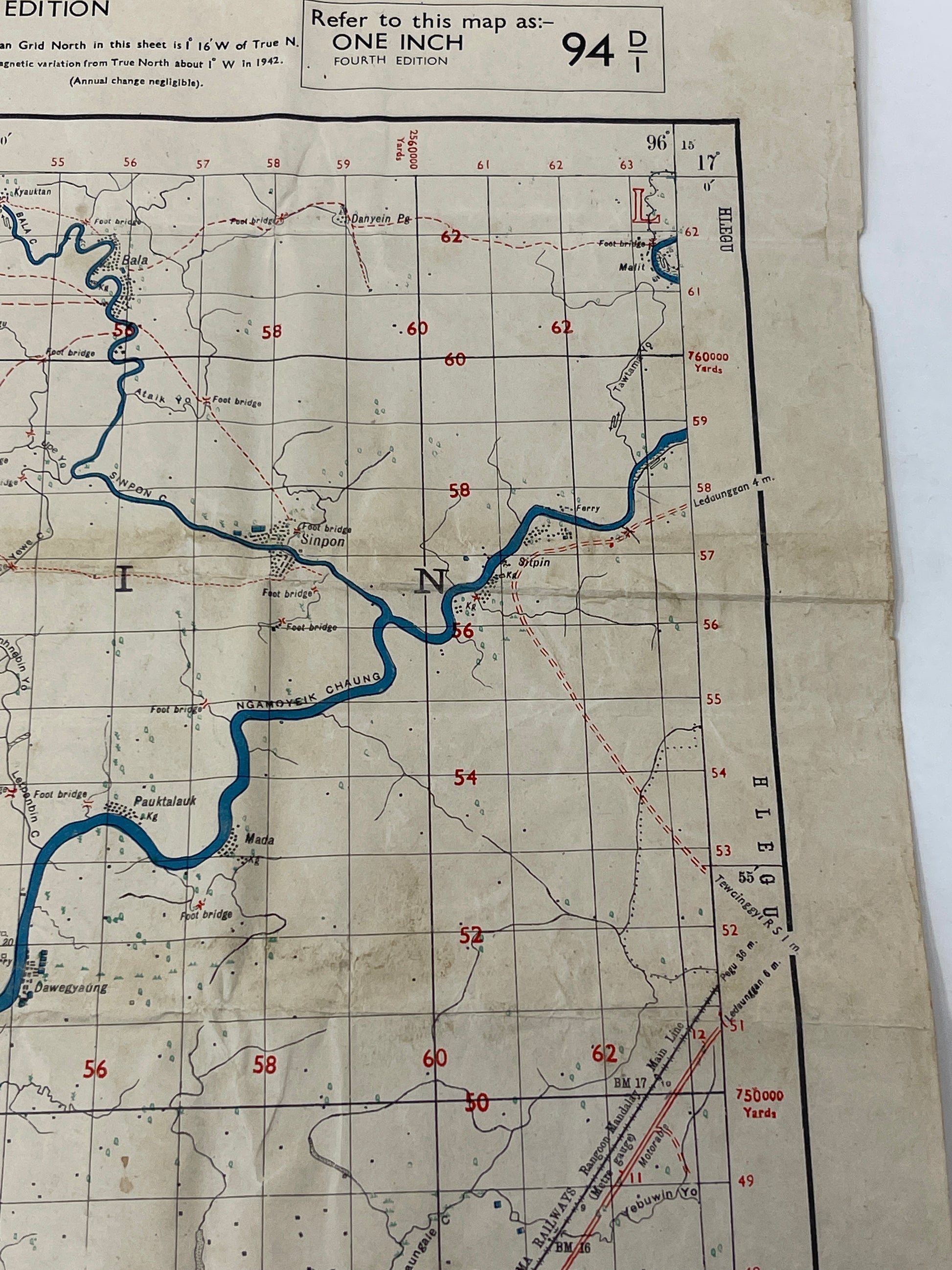 Fourth Edition Map Rangoon District 1944