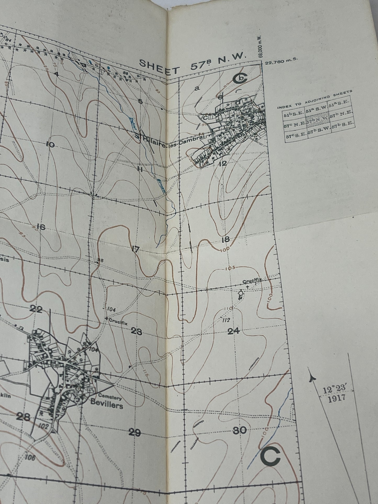 British WW1 Map Sheet 57B NW Edition 2