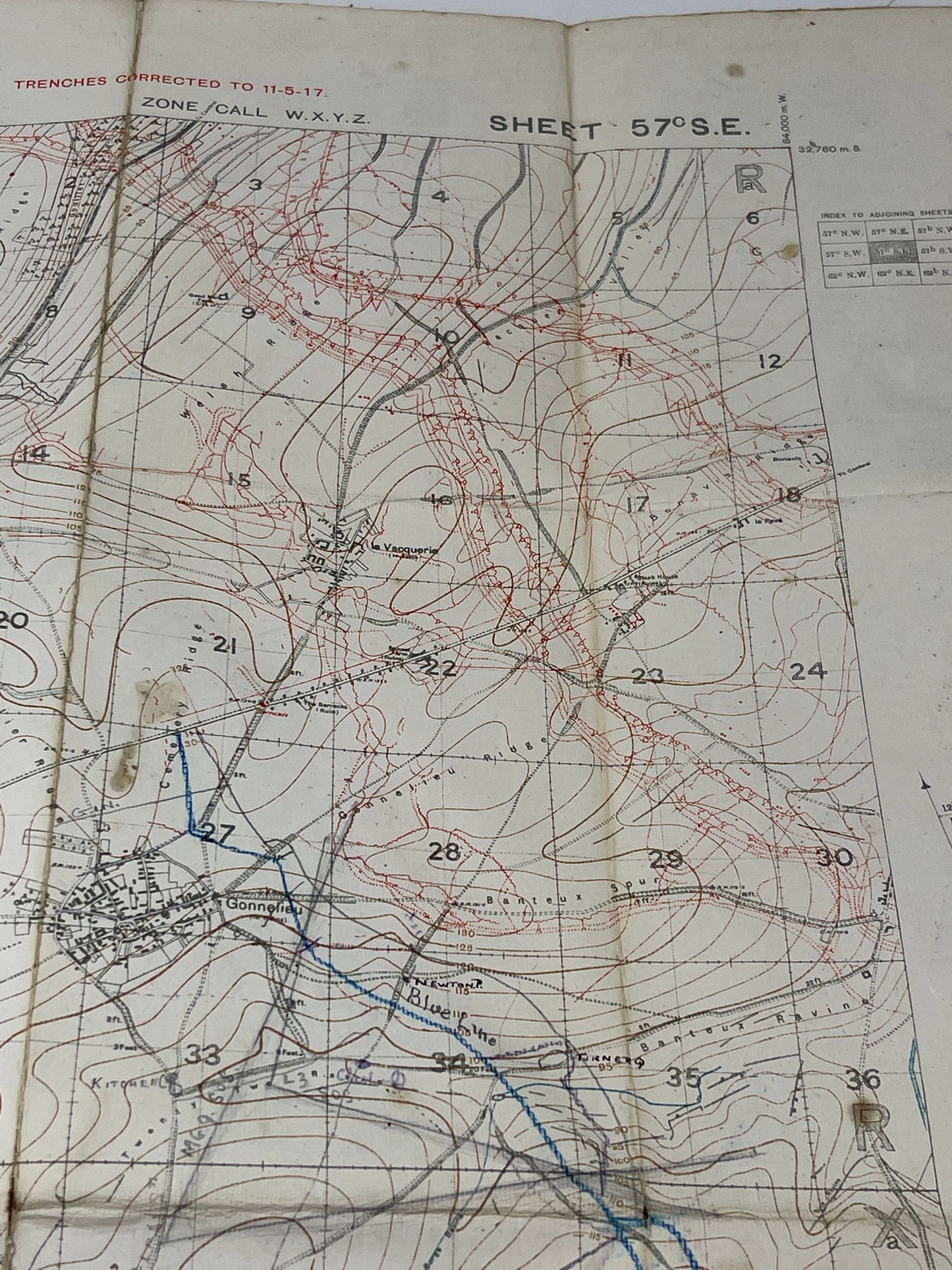 British WW1 Trench Map France 57C SE Edition 4
