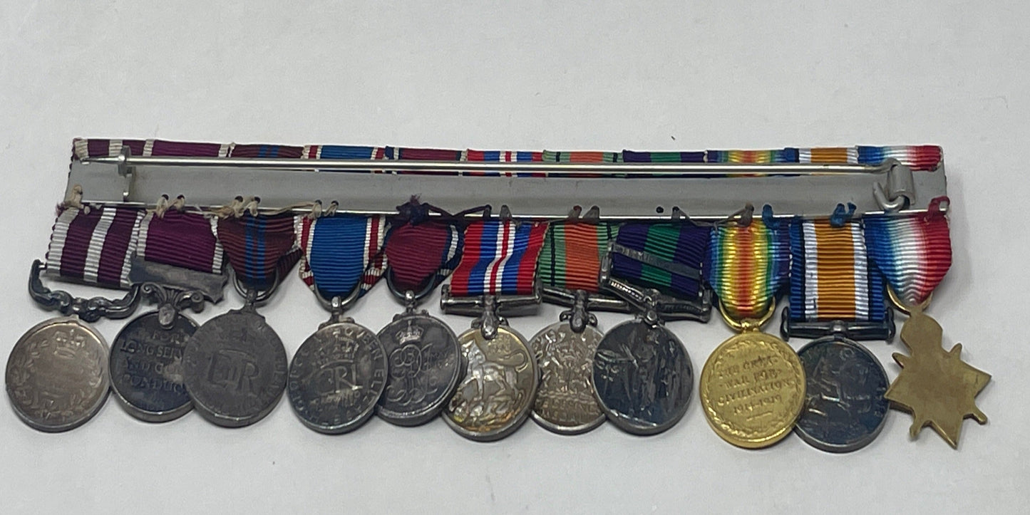 British Military World War I and later Eleven Medal Miniature Medal Dress Group